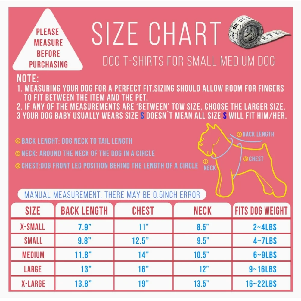 Dog Shirt for SMALL dogs Size L Large